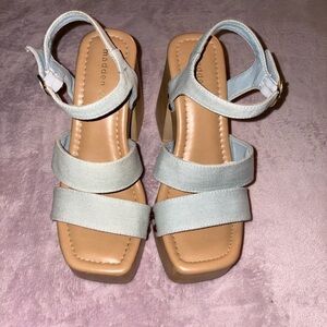 Madden Girl Blue and Tan Casual Sandals